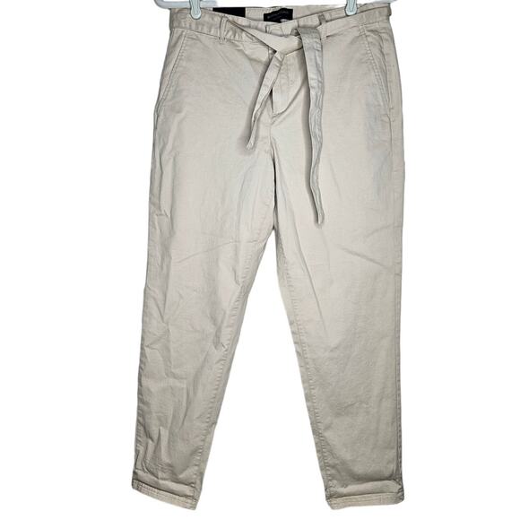 NEW Banana Republic 4 Chino Pant Belted Tan Classic Coastal Career Cottong Blend - Picture 1 of 4